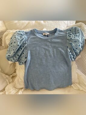 AvaRa Light Blue Puff Sleeve Top